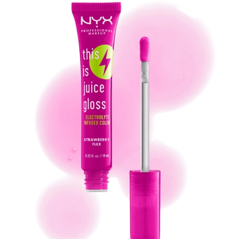NYX THIS IS JUICE GLOSS STRAWBERRY FLEX HYDRATING LIP GLOSS.